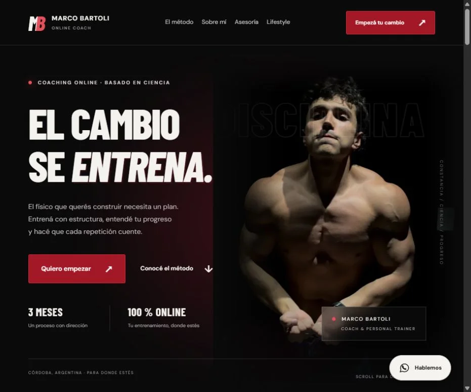 Marco Bartoli Fit: captura del proyecto